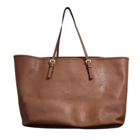 MICHAEL KORS Saffiano  Leather Brown Jet Set Travel Tote - Picture 5 of 16